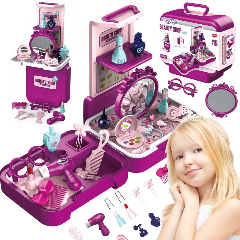 Toaletka kosmetyczka salon urody przenośny walizka 2w1, zabawka dla dzieci, Woopie