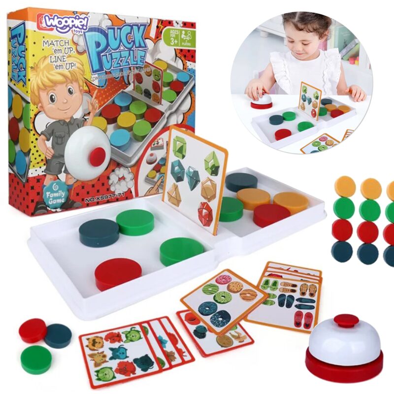 Gra logiczna układanka wzorów puck puzzle 3+, zabawka dla dzieci, Woopie