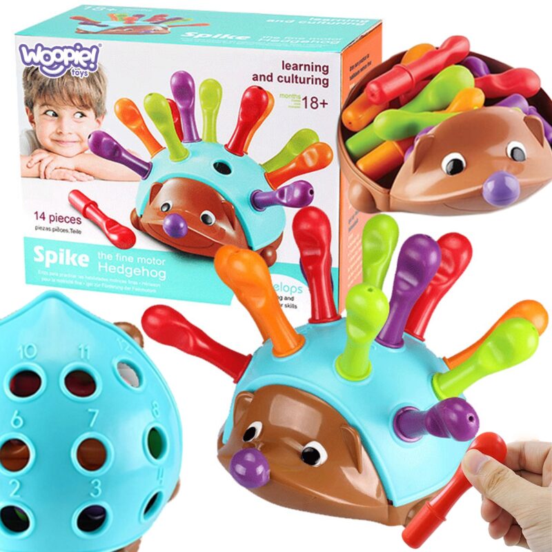 Gra zręcznościowa jeżyk sorter Montessori nauka liczb i kolorów 4w1, zabawka dla dzieci, Woopie
