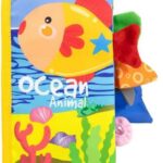 Książeczka z ogonkami zwierząt morskich materiałowa szeleszcząca, zabawka dla dzieci, Woopie