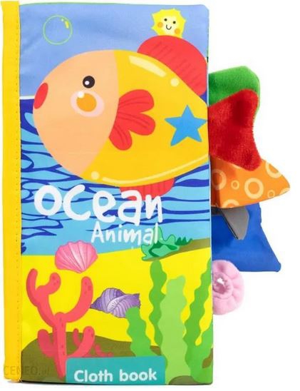 Książeczka z ogonkami zwierząt morskich materiałowa szeleszcząca, zabawka dla dzieci, Woopie