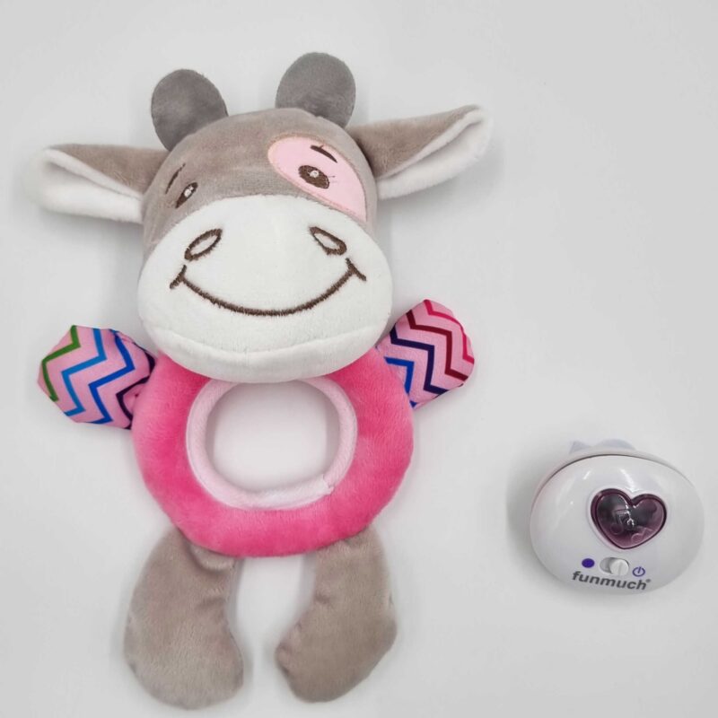 Baby interaktywny pluszak przytulanka dla niemowląt światło dźwięk byczek gryzak usypiacz, zabawka dla dzieci, Woopie
