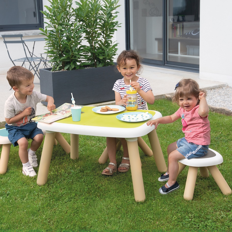 Krzesełko z oparciem ogrodowe do pokoju biało-zielone, zabawka dla dzieci, Smoby