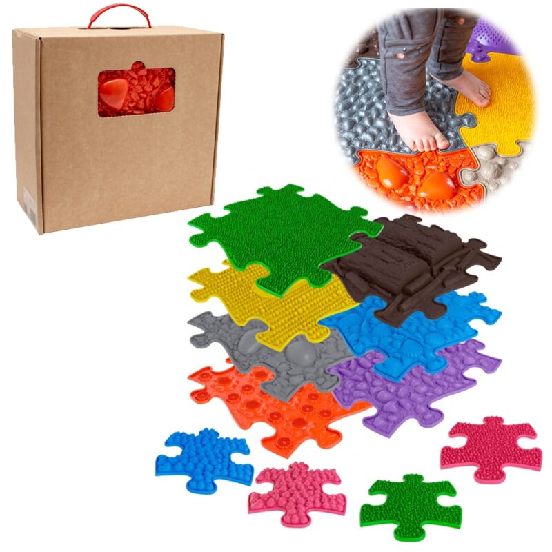 Mata sensoryczna ortopedyczna puzzle 7 el. + 4 małe, zabawka dla dzieci, Woopie