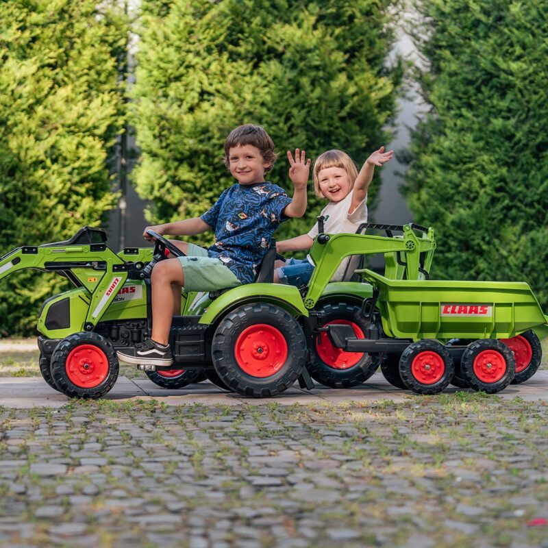 Traktor Claas avec zielony na pedały z przyczepką od 3 lat, zabawka dla dzieci, FALK