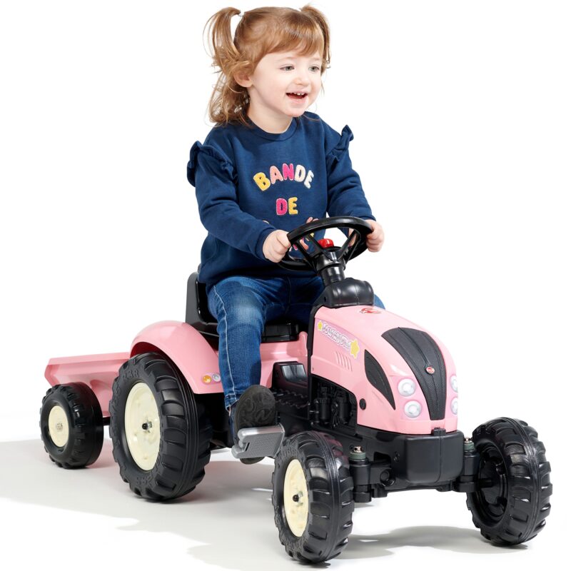 Traktor country star różowy na pedały + przyczepka i klakson od 2 lat., zabawka dla dzieci, FALK