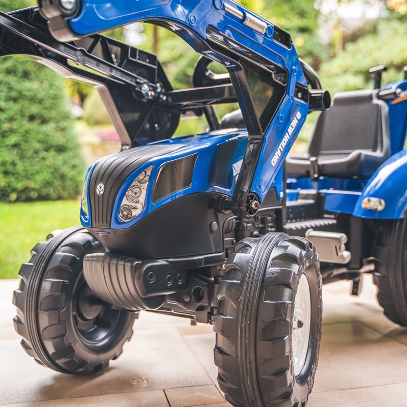 Traktorek New Holland na pedały niebieski z przyczepką od 3 lat, zabawka dla dzieci, FALK