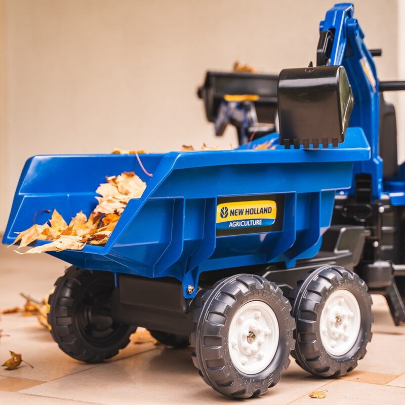 Traktorek New Holland na pedały niebieski z przyczepką od 3 lat, zabawka dla dzieci, FALK