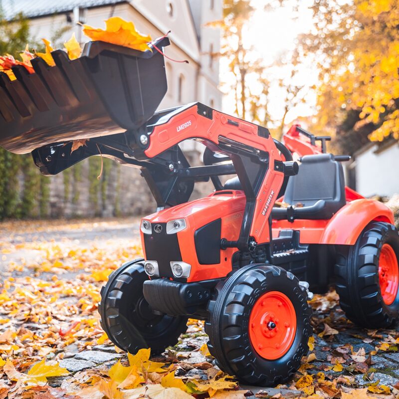 Traktorek kubota pomarańczowy z przyczepką od 3 lat, zabawka dla dzieci, FALK