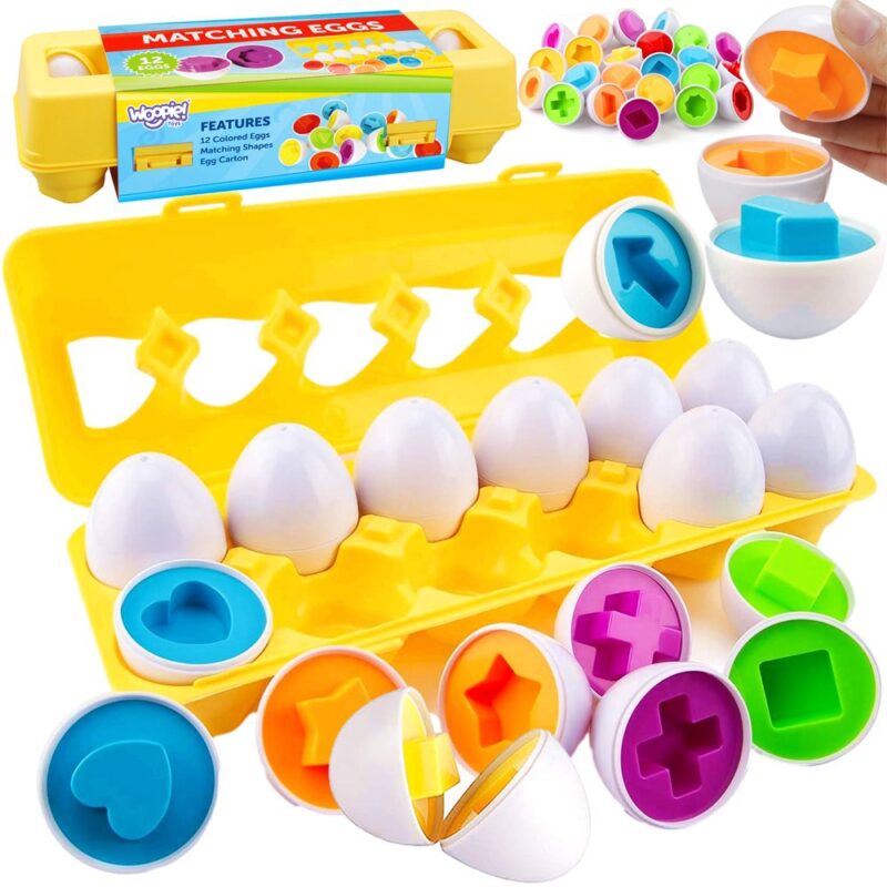 Układanka jajka Montessori - dopasuj kształty i kolory, zabawka dla dzieci, Woopie