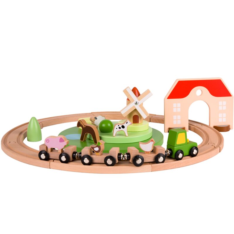 Drewniana kolejka farma, zabawka dla dzieci, Classic World