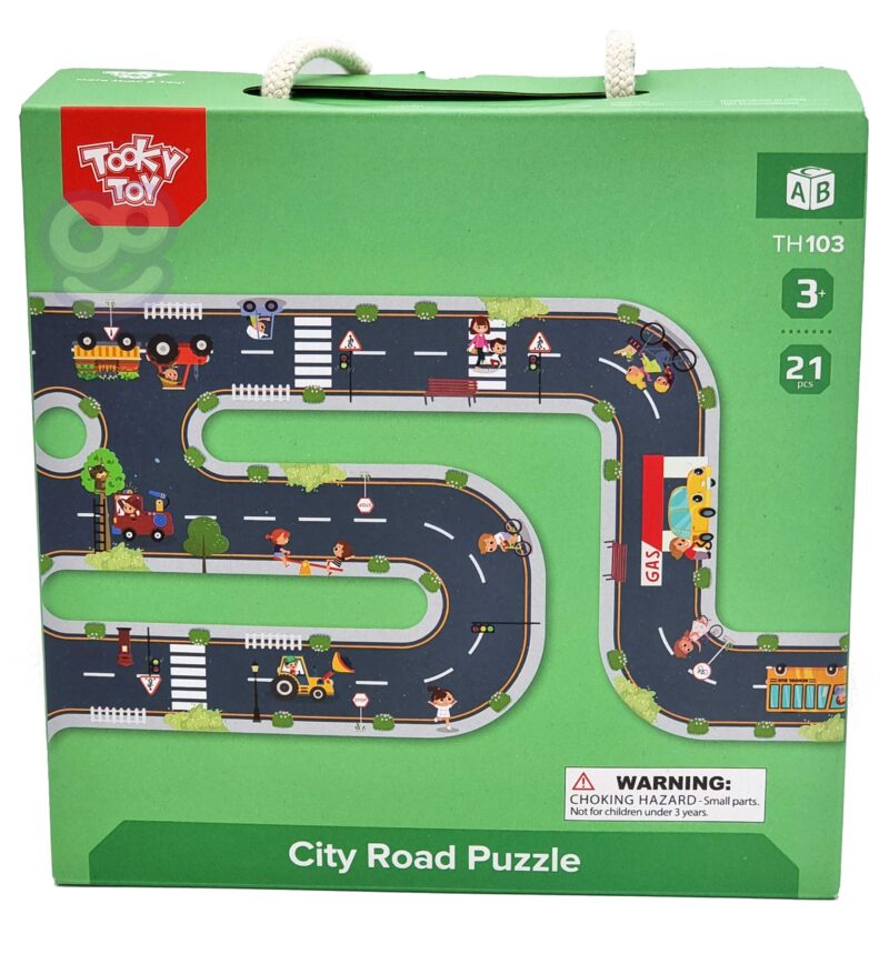 Droga autostrada puzzle + pojazdy samochody znaki drogowe, zabawka dla dzieci, Tooky Toy