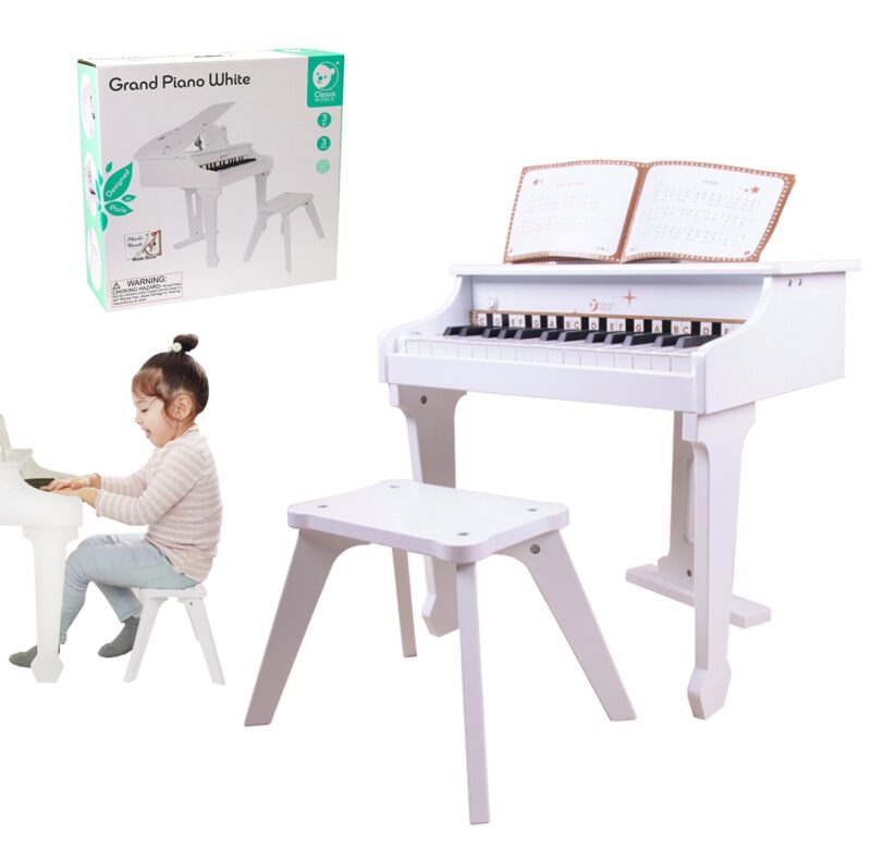 Duże pianino fortepian dla dzieci z krzesełkiem i książeczką do nauki, zabawka dla dzieci, Classic World