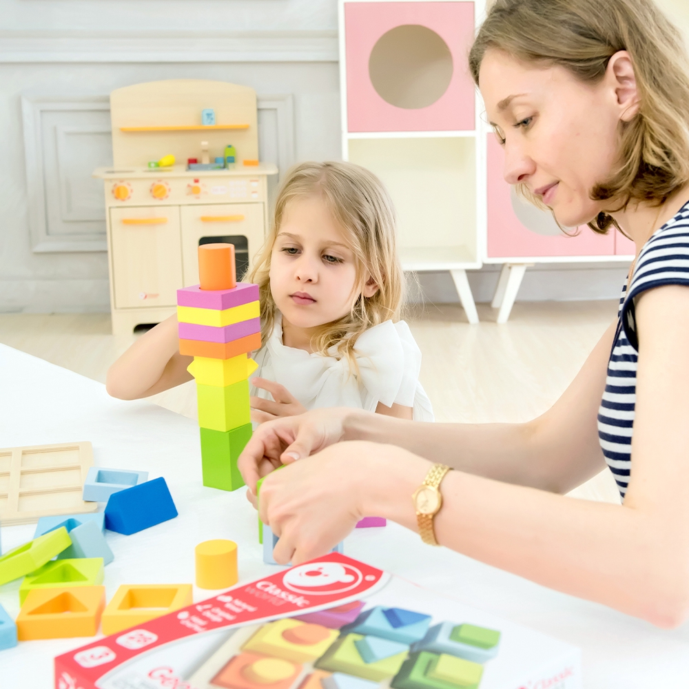 Układanka nauka kształtów i liczenia 5w1 domino sorter Montessori 28 el., zabawka dla dzieci, Classic World